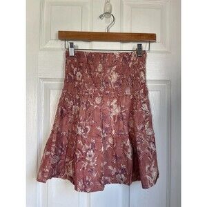 Perry Walker Collective Celia Smocked Waist Tiered Mini Skirt Pink Size 3/L